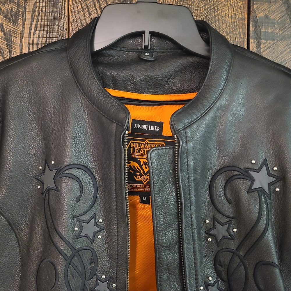 Milwaukee Leathers Ladies Medium Leather Jacket with removable linner Star